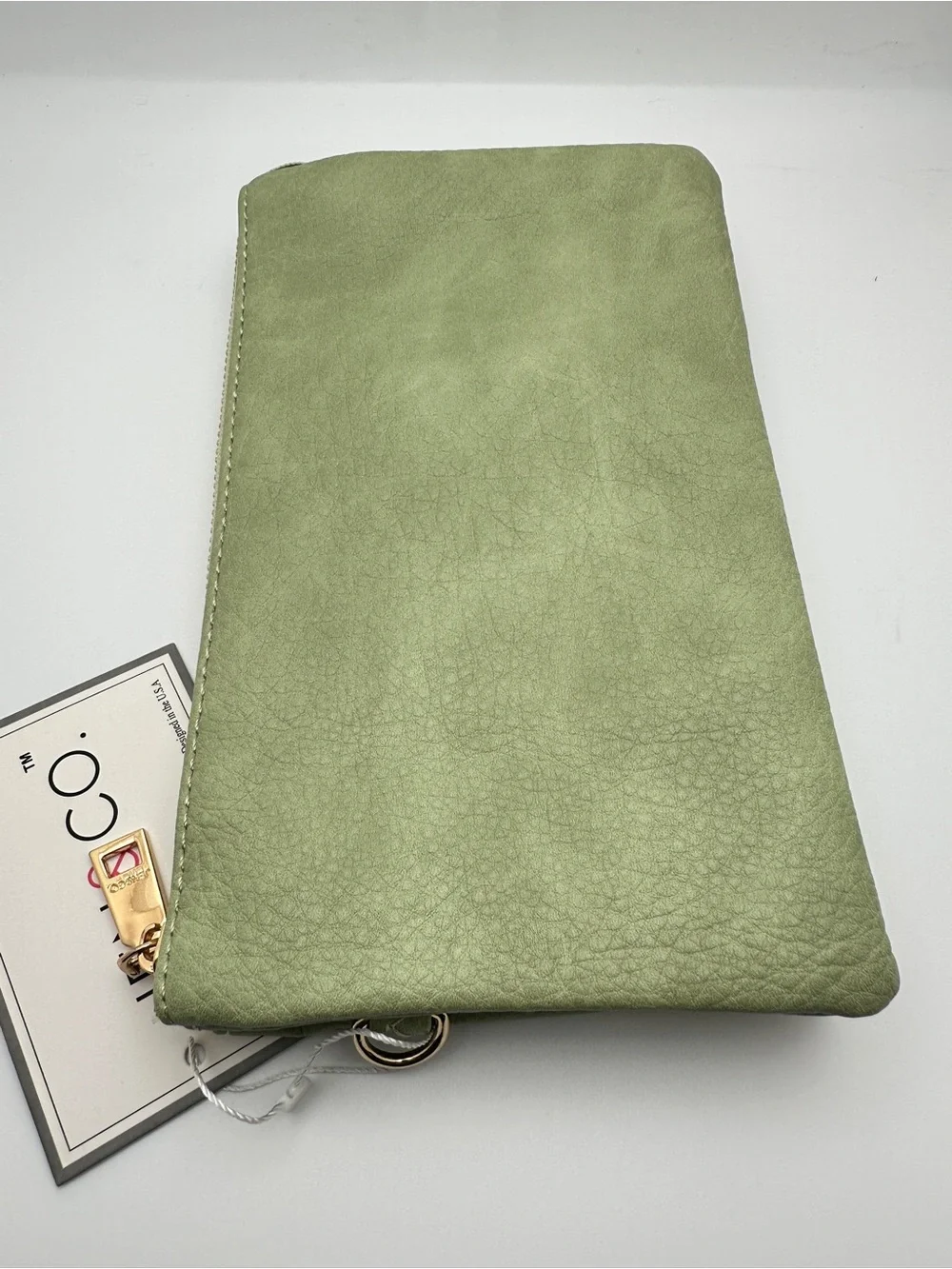 Jen & Co Riley mint sage vegan Leather Crossbody bag Wristlet Clutch